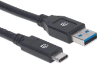 MANHATTAN CABLE USB/ USB TIPO C 1M NEGRO (353373)