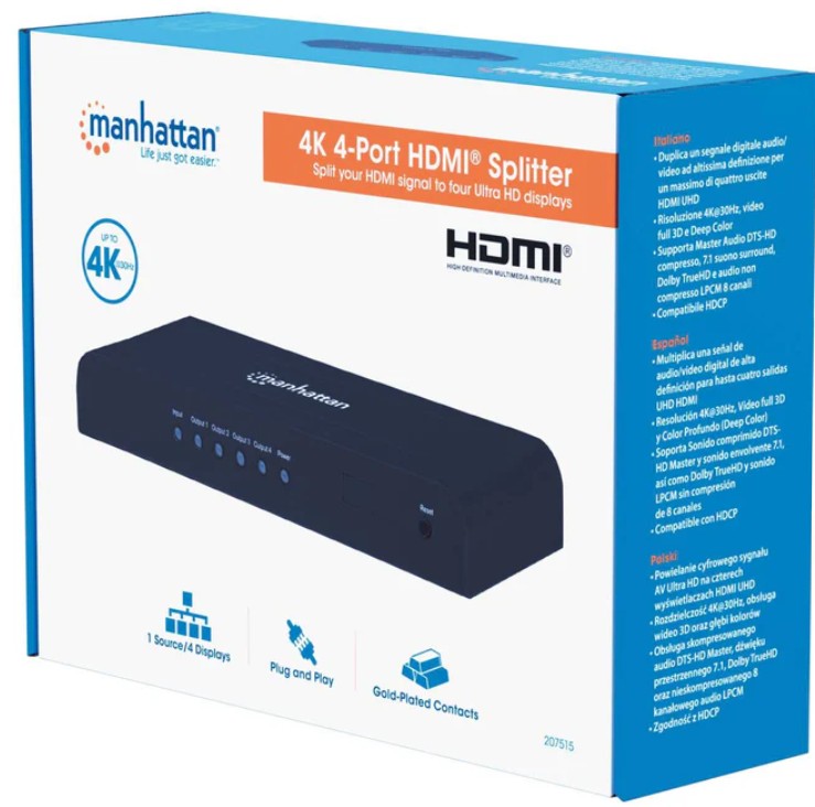 MANHATTAN SPLIT HDMI 4PUERTOS (207515)