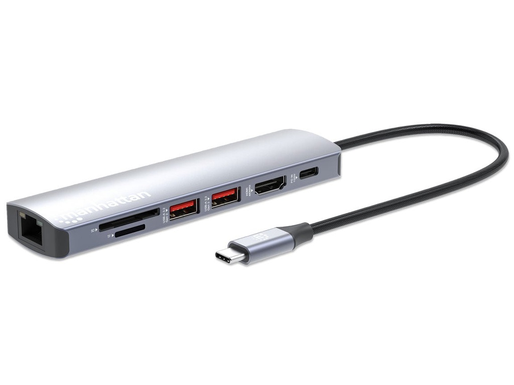 MANHATTAN DOCKING CONVERTER USB-C A USB-C (1)/ HDMI (1)/ USB-A (2)/ SD (1)/ MINISD (1) RJ45 GIGABIT (1) (153966)