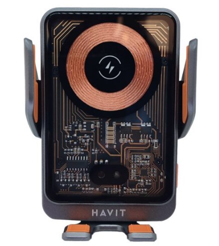 HAVIT SOPORTE + CAGADOR DE MOBIL PARA CARRO 15W (HVWLC-W3033-BKSR)